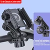 Mobiliojo telefono laikiklis dviračio iškyšai, atsparus smūgiams, motociklo mobiliojo telefono laikiklis ant vairo, 360° pasukamas mobiliojo telefono laikiklis dviračio vairui 16-32 mm, universalus 4-7 colių išmaniojo telefono dviračio laikiklis