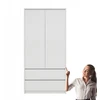 Moderni spinta 90 cm drabužių spinta balta su 2 stalčiais | 180x90x51 cm