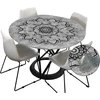 Morbuy lauko staltiesė, apvali, 120 cm, elastinga, skalbiama, atspari vandeniui, vandens atstūmimo efektas, pilka mandala sodo staltiesė, idealiai tinka 100–110 cm stalams