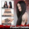 Morticia Addams perukas, 6 perukų rinkinys, ilgi juodi moteriški, ilgas juodas perukas, tiesus juodas perukas, ilgas juodas tiesus perukas, ilgas gotikinis perukas (70 cm), karnavalo cosplay vakarėliui