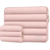Mosiso puffy planšetinio kompiuterio dėklas, skirtas 13 colių ipad pro m4 ir ipad air m2 2024, ipad pro 12.9 colių m2 m1 6-osios 5-osios kartos su magic keyboard ir smart keyboard folio, puffy horizontalus dėklas su mažu dėklu, rožinis