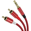 Moswag 3.5mm į 2rca audio kabelis, nailono pynė, paauksuotas