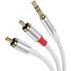 Moswag rca kabelis, 3.5 mm male į 2rca male stereo audio adapteris dvigubai ekranuotas paauksuotas koaksialinis kabelis nailono pynimo aux rca y kabelis išmaniesiems telefonams, mp3, planšetiniams kompiuteriams, garsiakalbiams, hdtv
