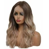 Moteriškas perukas, atrodantis kaip natūralūs sintetiniai plaukai, šviesūs, banguoti, ilgi, lace front