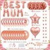Motinos dienos dekoravimo balionai, rožinio aukso vakarėlio dekoracijos su užrašu 'best Mum', žvaigždės ir širdies foliniai balionai, konfeti balionai, popieriniai papuošalai, skirti moterų gimtadienio vakarėlio aksesuarams