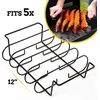 Mountain grillers atsarginio šonkaulių laikiklis rūkyklai - bbq šonkaulių stovas dujiniam arba angliniam griliui - nepridegančia danga padengtas šonkaulių laikiklis kepimui ant grotelių ir kepsniams - 5 šonkauliukams - juodas