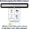 Müller-licht Mobina Sensor 30 led šviestuvas su baterija, orientacinis šviestuvas, naktinė lemputė, 30 cm ilgio, neutrali balta šviesa 4000 K, 2 W, įkraunamas usb, lipnus, juodas