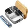 Mumisuto bento priešpiečių dėžutė, 1200 ml nerūdijančio plieno priešpiečių dėžutė, bento dėžutė su 3 skyriais, metalinė priešpiečių dėžutė su mediniu dangteliu, priešpiečių dėžutė, pusryčių dėžutė į mokyklą ir ekskursijas, priešpiečių dėžutė suaugusiems