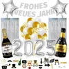 Naujųjų metų išvakarių dekoracija 2025 xxl, naujųjų metų dekoracija, "happy New Year" girlianda, 2025 folinis balionas, rekvizitai nuotraukoms, blizgučių užuolaida, auksiniai ir balti balionai naujųjų metų išvakarių 2025 vakarėlio dekoracijai sidabro spal
