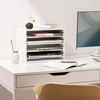 Navaris dokumentų dėklas, bambukas - 33 x 26 x 24.5 cm, stalo organizatorius - medinė lentyna, 5 skyriai - biuro saugojimo sistema - balta