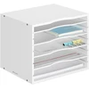Navaris dokumentų dėklas, bambukas - 33 x 26 x 24.5 cm, stalo organizatorius - medinė lentyna, 5 skyriai - biuro saugojimo sistema - balta