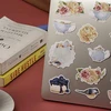 Navy Peony Classy Tea Party lipdukai (31 vnt.) | mėlyni maisto ir gėlių lipdukai vandens buteliams | mieli lipdukai scrapbooking'ui ir dienoraščiams | vandeniui atsparūs lipdukai nešiojamiems kompiuteriams
