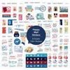 Navy Peony lipdukai "happy Mail" (8 lapai, 130+ mažų lipdukų) - A6 dydis, atsparūs vandeniui, skirti laiškams, vokams, atvirukams