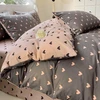 Nayoroom patalynės komplektas 155 x 220 cm rožinės ir juodos spalvos širdelės, reversible patalynės komplektas, mikropluoštas, 2 dalių, modernus, estetiškas širdelių antklodės užvalkalas ir 1 pagalvės užvalkalas 80 x 80 cm su užtrauktuku