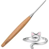 Nėrimo vąšelių rinkinys, 3,0 mm nėrimo vąšeliai su pintais žiedais katės ausų forma, nėrimo vąšeliai pradedantiesiems su buko medienos rankena ir lygiu vąšelio galu, lengvi nėrimo vąšeliai sergantiems artritu
