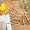 Nėrimo vąšelių rinkinys, 3,0 mm nėrimo vąšeliai su pintais žiedais katės ausų forma, nėrimo vąšeliai pradedantiesiems su buko medienos rankena ir lygiu vąšelio galu, lengvi nėrimo vąšeliai sergantiems artritu