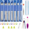 Nerūdijančio plieno dvigubų virbalų rinkinys su mezgimo priedais, 20 cm metalinių virbalų rinkinys 2.0-5.0 mm, trumpi tiesūs mezgimo virbalai kojinėms ir mažiems projektams (pakuotė)
