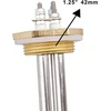 Nerūdijančio plieno kaitinimo elementas 1.25 colio (dn32) 42 mm bsp 3u 24 v 1200 w žalvario flanšas su silikoniniu žiedu