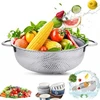 Nerūdijančio plieno makaronų koštuvas, virtuvinis koštuvas su rankenomis, skersmuo 28 cm, makaronų koštuvas nerūdijančio plieno, koštuvas su rankenomis, metalinis virtuvinis koštuvas, nerūdijančio plieno virtuvinis koštuvas, virtuvė