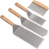 Nerūdijančio plieno metalinė mentelių rinkinys - Teppaniyaki mentelės - Grotelių grandiklis plokščia mentele blynų vartytuvas - Metalinis įrankis Bbq grilio plokščias viršus ketaus grotelių priedai - Komercinės klasės