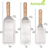 Nerūdijančio plieno metalinė mentelių rinkinys - Teppaniyaki mentelės - Grotelių grandiklis plokščia mentele blynų vartytuvas - Metalinis įrankis Bbq grilio plokščias viršus ketaus grotelių priedai - Komercinės klasės