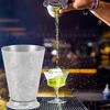 Nerūdijančio plieno puodelis, nerūdijančio plieno mint julep puodelis, sidabro spalvos, vintažinis stilius džinui (lapų struktūra)