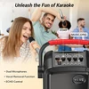 Nešiojama bluetooth kolonėlė Tonor Karaoke Partybox su 2 mikrofonais, belaidė karaoke sistema su belaidžiais mikrofonais, palaiko Bt/tf/usb/aux, skirta vakarėliams/lauke/suaugusiems/vaikams K7