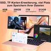 Nešiojamas kompiuteris Celeron N4020 iki 2.8ghz, 14 colių Win 11 su 5g Wifi 6+256gb Ssd išplėtimu iki 1tb, Bt 4.2 1920 x 1080 Fhd Mini Multimedia Connection, Notebook su vokiška klaviatūra, auksinės spalvos