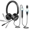 New bee Pc ausinės su mikrofonu Usb/3.5 mm verslo ausinės su triukšmo slopinimu ir aiškiu stereo garsu skambučių centrui, biurui, konferenciniams pokalbiams, „skype“ pokalbiams, internetiniams seminarams, pristatymams, internetiniams kursams (5 vnt.)