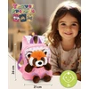 Nici vaikiška kuprinė rožinė 2 in 1 su pliušiniu žaislu raudonąja panda 25 cm - kuprinė darželiui mergaitėms ir berniukams - minkšta nugaros sritis ir reguliuojami dirželiai - 49853