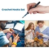 Nicklin nėrimo vąšelių rinkinys, 9 vnt., juodi nėrimo vąšeliai 2,0 mm - 6,0 mm, nėrimo rinkinys pradedantiesiems su nėrimo priedais, minkšta guminė patogi rankena sergantiems artritu, lengvas aliuminio nėrimo vąšelis