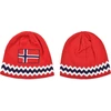 Norge Beanie Kepurė Žiemai - Raudona, Tamsiai Mėlyna, Balta