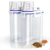 Noviclass® 2 dalių 2500 ml talpos maisto laikymo dėžučių rinkinys su matavimo taurele sausam maistui, ryžiams, miltams, plovikliams, maisto konteineris, šunų maistas (talpa: 2 x 2500 ml)