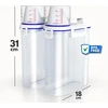 Noviclass® 2 dalių 2500 ml talpos maisto laikymo dėžučių rinkinys su matavimo taurele sausam maistui, ryžiams, miltams, plovikliams, maisto konteineris, šunų maistas (talpa: 2 x 2500 ml)