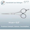 Nts-solingen Sidabrinis Line 250 kirpyklos žirklės satininės kirpyklos žirklės profesionalios 11.5-16.5 cm 100% pagaminta Solingene plaukų žirklės su smulkiais mikro dantukais (5.5 colio = apie 14 cm)