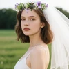 Nuotakos šydas, galvos vainikas - nuotakos šydas, gėlių vainikas, vestuvių plaukų aksesuarai, gėlių vainikas festivaliui, aksesuarai nuotakai, plaukams, plaukų vainikas, karnavalui, teminis vakarėlis, jga dekoracija