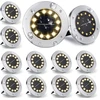 Nurkoo 12 vnt. saulės energija įkraunamų grindų šviestuvų lauke, 12 led saulės šviestuvų, 800 mah diskiniai šviestuvai su patobulintu saulės kolektoriumi, sodo šviestuvas, saulės lempa, saulės prožektorius, dekoracija vejai, takui, baseinui, terasai (šilt