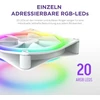 Nzxt f120 rgb duo - 120 mm dvipusis rgb ventiliatorius - 20 individualiai valdomų led - subalansuotas oro srautas ir statinis slėgis - fluid dynamic bearing guolis - pwm valdymas - baltas