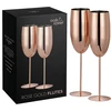 Oak & Steel aukščiausios kokybės nerūdijančio plieno šampano taurės rožinio aukso spalvos (2 vnt., 280 ml) - nedūžtančios šampano ir prosecco taurės - su dovanų dėžute