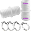 Oase Žarnos jungtis 38 mm, 4 nerūdijančio plieno žarnų spaustukų rinkinys, baltas baseino žarnos adapteris, dvigubas žarnos antgalis (2 vnt.)