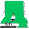 Objektyvas Emart žalio ekrano fonas su stovu, 2,6 x 3 m fono sistema, 3 x 3,6 m žalias nuotraukų fonas ir 2 spyruokliniai spaustukai, foto studijos rinkinys produktų portretų „youtube“ vaizdo fotografijai