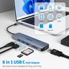 Oditton Usb C šakotuvas, 6 viename dvigubo monitoriaus Usb C adapteris su (4k Hdmi, Usb A 3.0, Sd/tf kortelių skaitytuvas), chromebook pro/air daugiafunkcis dokas, skirtas surface, xps ir daugiau type c įrenginių