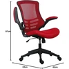 Office hippo medžiaginis operatoriaus biuro krėslas, reguliuojamo aukščio ir pakreipimo ergonominis krėslas su įtempimo valdymu, atlenkiami porankiai, skirtas kasdieniam naudojimui, iki 115 kg apkrova, raudonas