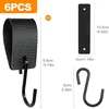 Oiotuyi 6 S formos kabliukų rinkinys juodos spalvos su odine kilpa, 12,5 x 3 cm, kabliukai drabužių kabyklai, kabliukai, paltų kabliukai, universalūs kabliukai virtuvei, vonios kambariui ir stovyklavimui