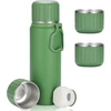 Olerd Termosas, nerūdijančio plieno gertuvė, dovanų rinkinys, 750 ml izoliuotas butelis su 3 puodeliais, nepralaidus vandens butelis kavai, arbatai, išlaiko karštą ir šaltą 6 valandas (žalias)