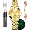 Olevs moteriškas laikrodis prabangus rožinio aukso plonas lengvas laikrodis nerūdijančio plieno tinklelio apyrankė