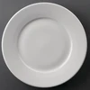 Olympia Athena lėkščių rinkinys su plačiu kraštu, 25 cm, 12 vienetų, baltas, itin blizgus porcelianas, galima plauti indaplovėje ir naudoti mikrobangų krosnelėje, Bs4034 sertifikuotas naudojimui viešbučiuose, Cc209