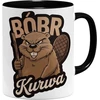 Om3® juokingas kavos puodelis su užrašu - Bobr Kurwa - Viral Meme - Beaver - Beaver - Bober Ii | Keramikinis puodelis | 325 ml | Atspausdintas iš abiejų pusių | Juodas