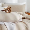Omela patalynės komplektas 140 x 200 cm smėlio kreminės spalvos 2 dalių mikropluošto vienspalvis antklodės užvalkalas minkštas ir patogus patalynės komplektas su užtrauktuku - 140 x 200 + 70 x 90 cm