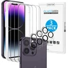 Omoton grūdinto stiklo ekrano apsauga, skirta iphone 14 pro su rėmeliu, skirtu montavimui, suderinama su iphone 14 pro kameros ekrano apsauga, [3+3 vnt.], [atspari įbrėžimams], [be burbuliukų], [9h kietumas]